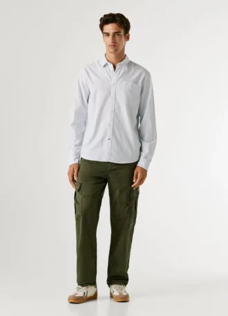 Camisa Oxford a rayas de corte regular