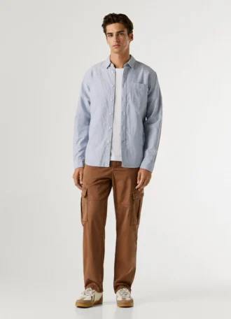 Camisa Oxford a rayas de corte regular