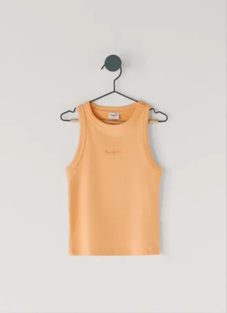 Camiseta con estampado del logotipo y cuello acanalado
