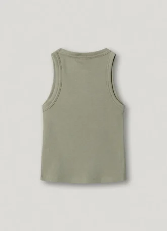 Camiseta con estampado del logotipo y cuello acanalado