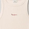 Camiseta con estampado del logotipo y cuello acanalado