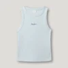 Camiseta con estampado del logotipo y cuello acanalado