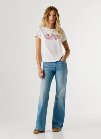 Camiseta con logo floral estampado