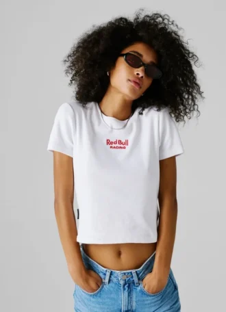Camiseta con logotipo bordado y ribete