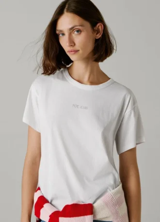 Camiseta con logotipo de strass