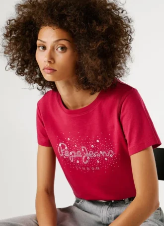 Camiseta con logotipo de strass
