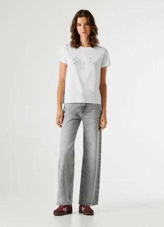 Camiseta con logotipo de strass