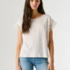 Camiseta de cuello redondo con flecos Camiseta de cuello redondo con flecos