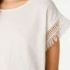 Camiseta de cuello redondo con flecos Camiseta de cuello redondo con flecos