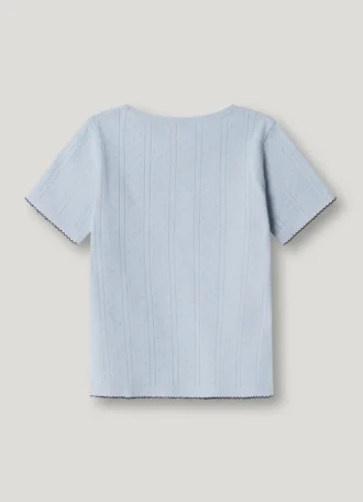 Camiseta de punto Pointelle con cuello redondo