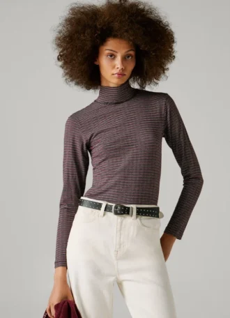 Camiseta de rayas con cuello acanalado