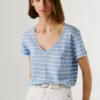 Camiseta de rayas con cuello en V Camiseta de rayas con cuello en V