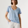Camiseta de rayas con cuello en V Camiseta de rayas con cuello en V