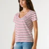 Camiseta de rayas con cuello en V Camiseta de rayas con cuello en V