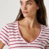 Camiseta de rayas con cuello en V Camiseta de rayas con cuello en V