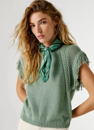 Chaleco de punto con cuello redondo