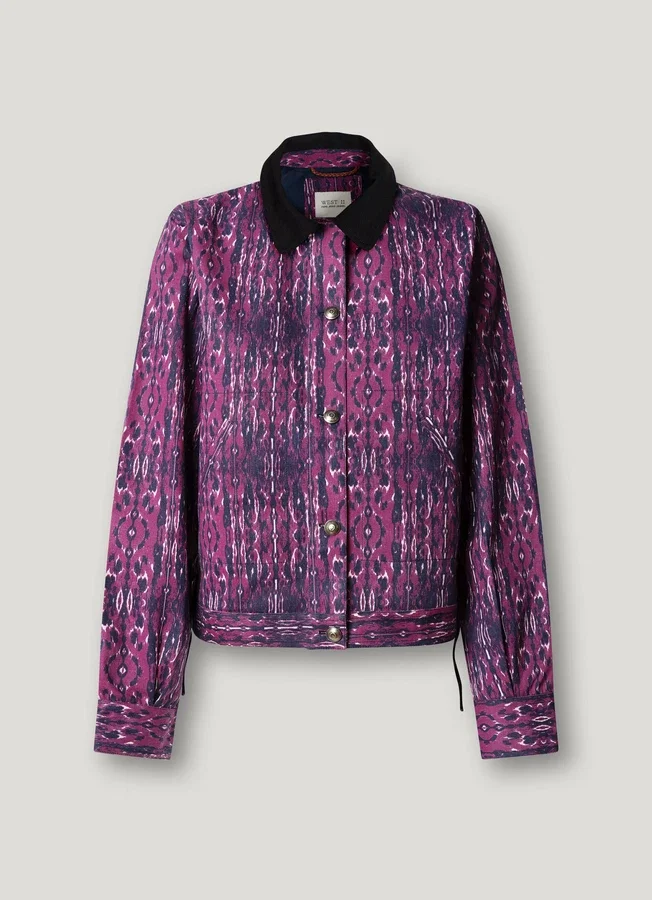 Chaqueta con cuello de camisa estampado Chaqueta con cuello de camisa estampado