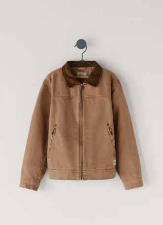 Chaqueta de lona de algodón con cuello de camisa