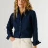 Chaqueta de sarga con cuello de camisa Chaqueta de sarga con cuello de camisa