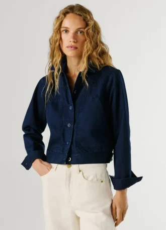 Chaqueta de sarga con cuello de camisa
