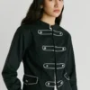 Chaqueta de sarga con cuello mao Chaqueta de sarga con cuello mao