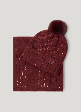Conjunto de gorro y bufanda con lentejuelas