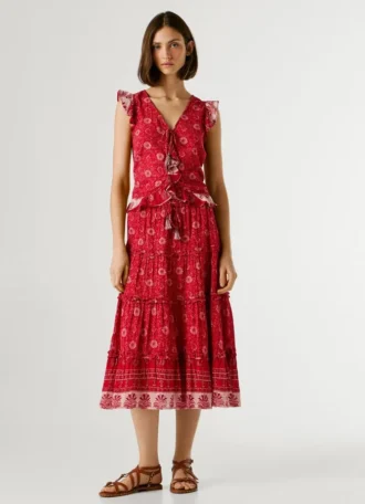 Falda larga con estampado floral