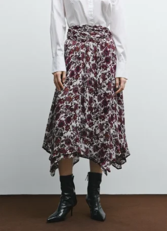 Falda larga con estampado floral