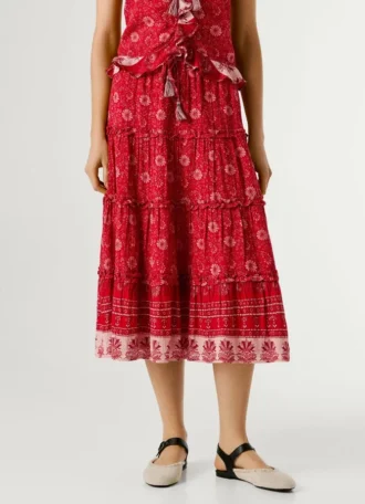 Falda larga con estampado floral