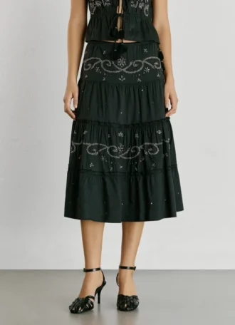 Falda midi con detalle bordado