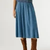 Falda midi de cambray Falda midi de cambray