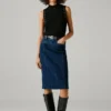 Falda midi de denim de corte ajustado Falda midi de denim de corte ajustado