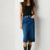 Falda midi de denim de corte ajustado Falda midi de denim de corte ajustado