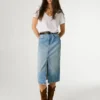 Falda midi de denim de corte ajustado Falda midi de denim de corte ajustado