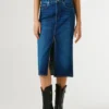 Falda midi de denim de corte ajustado Falda midi de denim de corte ajustado