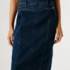 Falda midi de denim de corte ajustado Falda midi de denim de corte ajustado
