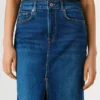 Falda midi de denim de corte ajustado Falda midi de denim de corte ajustado