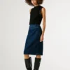 Falda midi de denim de corte ajustado Falda midi de denim de corte ajustado