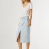 Falda midi de denim de corte ajustado Falda midi de denim de corte ajustado