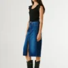 Falda midi de denim de corte ajustado Falda midi de denim de corte ajustado