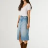 Falda midi de denim de corte ajustado Falda midi de denim de corte ajustado