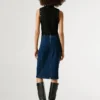 Falda midi de denim de corte ajustado Falda midi de denim de corte ajustado