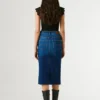 Falda midi de denim de corte ajustado Falda midi de denim de corte ajustado
