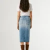 Falda midi de denim de corte ajustado Falda midi de denim de corte ajustado