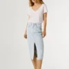 Falda midi de denim de corte ajustado Falda midi de denim de corte ajustado