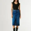 Falda midi de denim de corte ajustado Falda midi de denim de corte ajustado