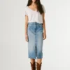 Falda midi de denim de corte ajustado Falda midi de denim de corte ajustado