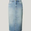 Falda midi de denim de corte ajustado Falda midi de denim de corte ajustado