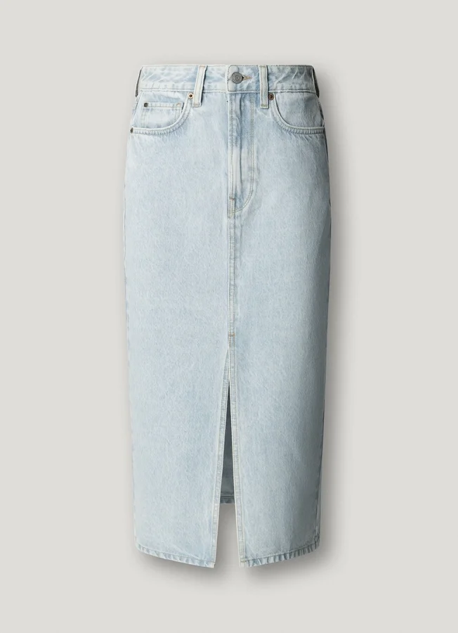 Falda midi de denim de corte ajustado Falda midi de denim de corte ajustado