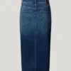 Falda midi de denim de corte ajustado Falda midi de denim de corte ajustado